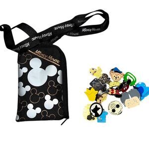 Disney Mickey Mouse Lanyard Pin Pouch With Collectible Hidden Mickey Pins